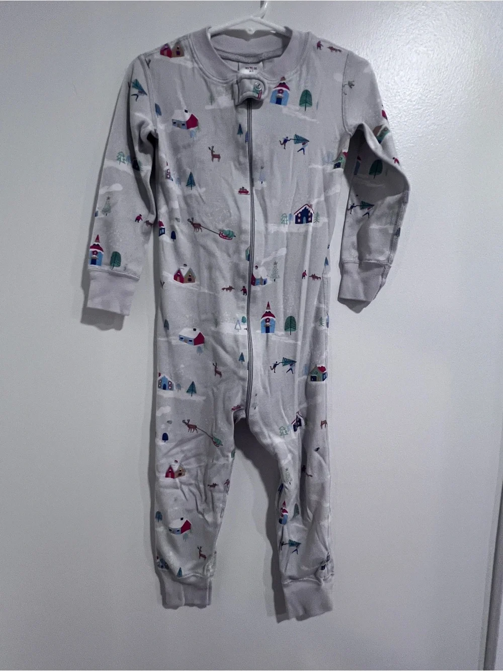 Hanna Andersson Winter Village Organic Cotton Zip Pajamas 3T